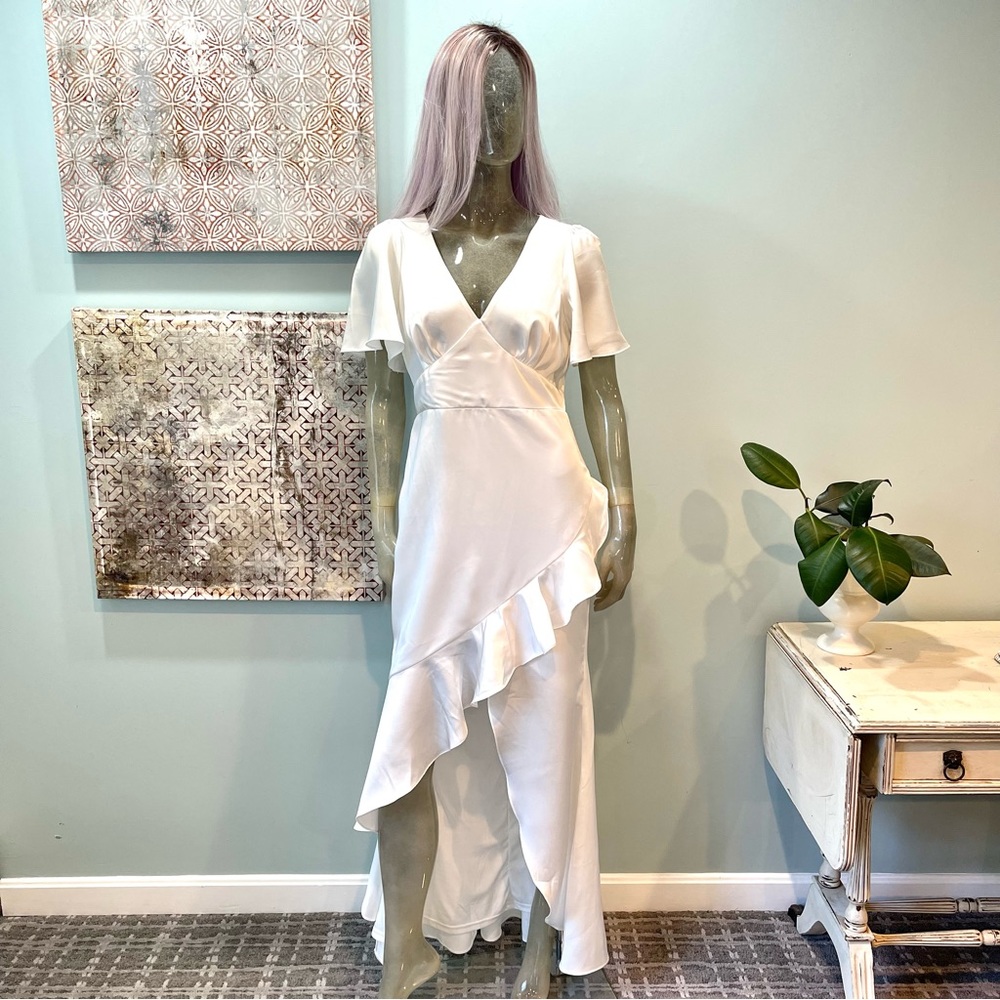 Lulu’s Eternal Bond Satin Ruffle Gown